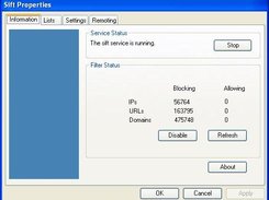 Sift Main Properties and Information Tab
