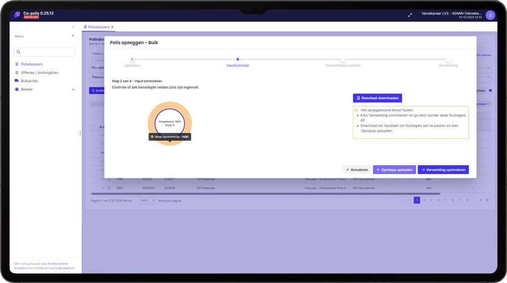 Batch operations screen in software created with Silicon Low Code