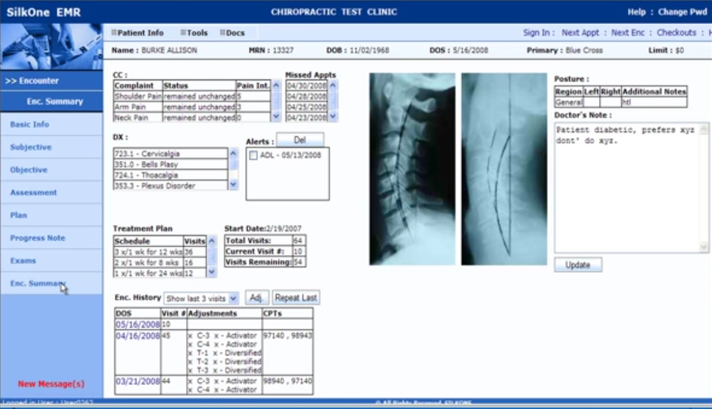 SilkOne EHR-Dr's screen