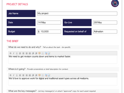 The Online Brief feature enables marketers to select a custom brief template to capture all of the right details to kickstart any marketing project. It is easy as an email brief but better than an email brief.