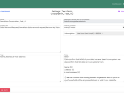 SimpleOptOutCompliance Task Settings View