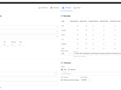 settings page