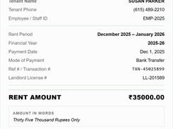 HRA rent receipt Template