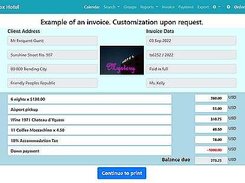 Invoice screen fore hotel staff