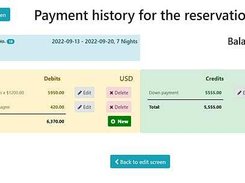 Payments screen for hotel reservation staff