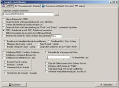 The compiler settings dialog (german)