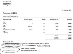 Rechnung gedruckt