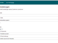 BackEnd Systemeinstellungen