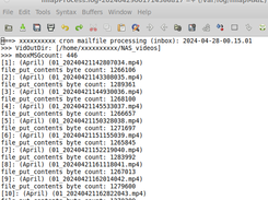 Log file of processing video E-mail inbox