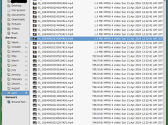 Thunderbird view of received motion detection video E-mails for one month