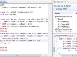 Template (left), parameter (upper right), template instance