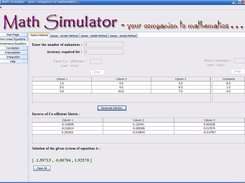 Matrix method for simultaneous equations