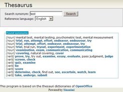 User interface of sinonimi