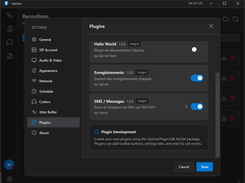Settings & Plugin Manager - Configure SIP accounts, audio, codecs and manage plugins