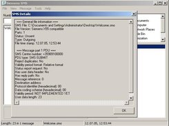 SiSMS Message details window