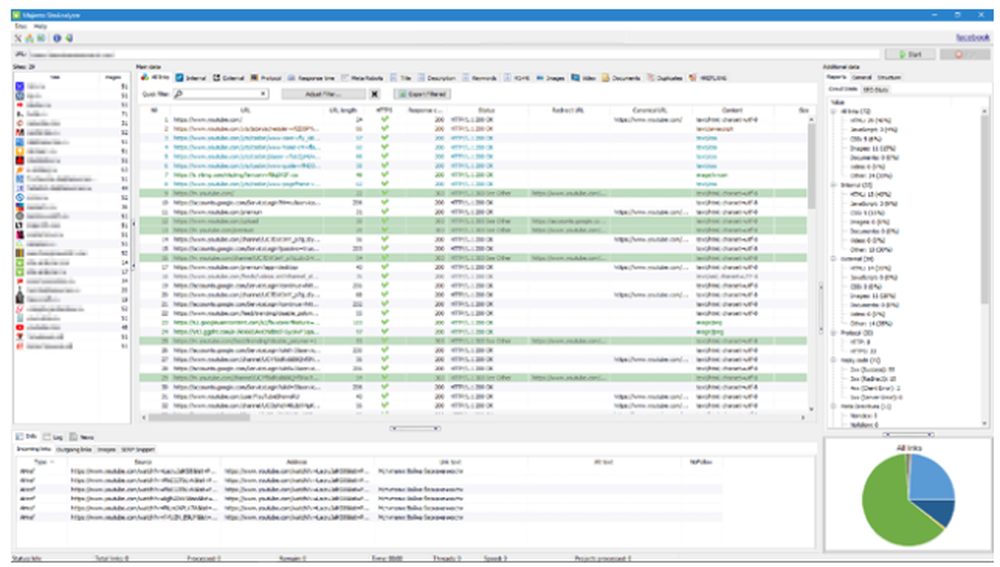 SiteAnalyzer main window