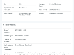 Incident Report viewed on PC
