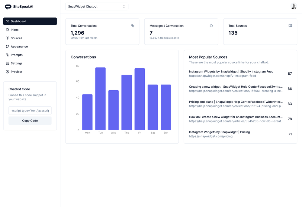 SiteSpeakAI Screenshot 1
