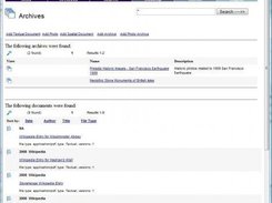 Main Archives view where users can search and view archives.