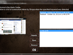 The alerts viewer screen. Images are sorted into categories by the date and time and keyword that triggered them
