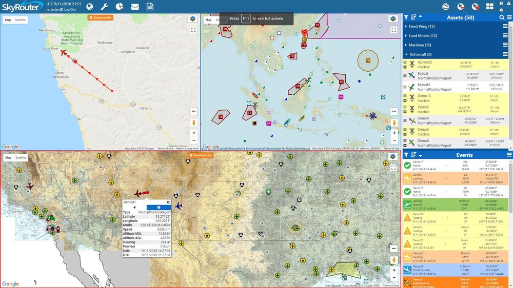 Track air, land and sea assets from a single window with multiple maps.