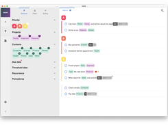 A screenshot of sleek displaying the to-do list and an open drawer that provides filter options. 