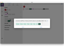 Screenshot of sleek illustrating the process of editing a todo and selecting contexts using a type-ahead method. 