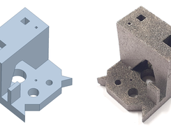 Reference specimen for analysing defect distributions: CAD-model and built result. 