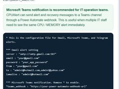 CPUAlert Alert  Configuration Setup  Example