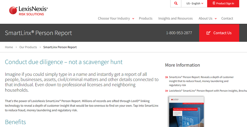 LexisNexis SmartLinx Person Report Screenshot 1