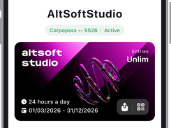 Every Corpopass includes a QR code for offline access and a one-tap Share button to forward the pass to a colleague or guest via any messenger. When the guest arrives, the pass issuer receives a push notification — every arrival with a personal touch.