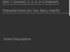 Page for creating events