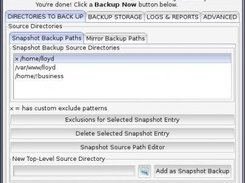 backup directories tab