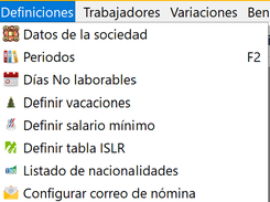 Menú definiciones