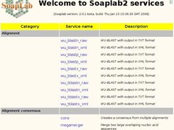 Soaplab2: Welcome page in the Spinet client