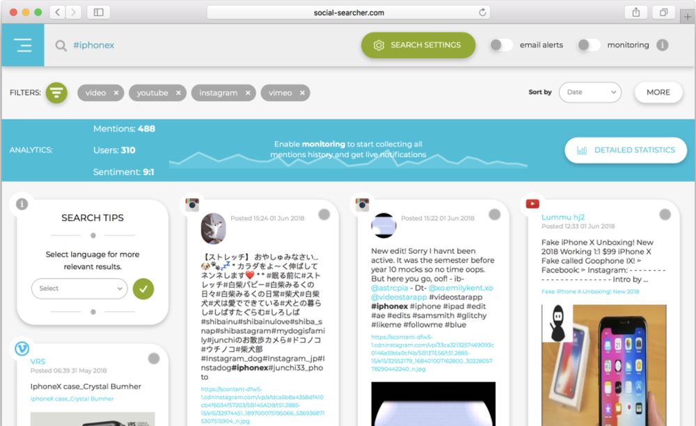 Social Searcher Screenshot 1