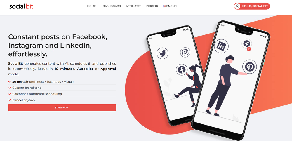 SocialBit is a cloud-based social media automation platform that  allows users to connect their social accounts and publish content  automatically — no installation required.