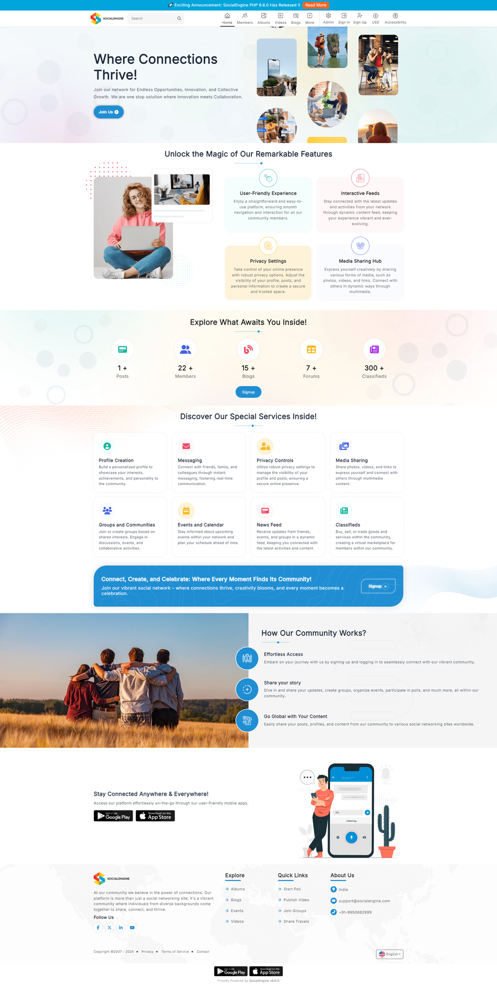 SocialEngine Community Platform Homepage