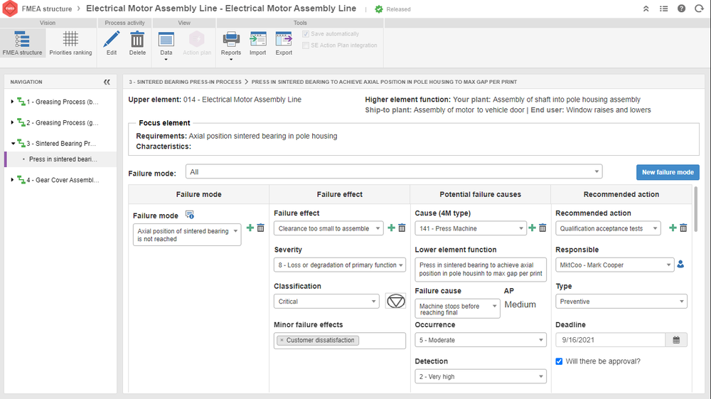 SoftExpert FMEA Screenshot 1