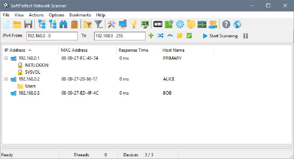 SoftPerfect Network Scanner Screenshot 1