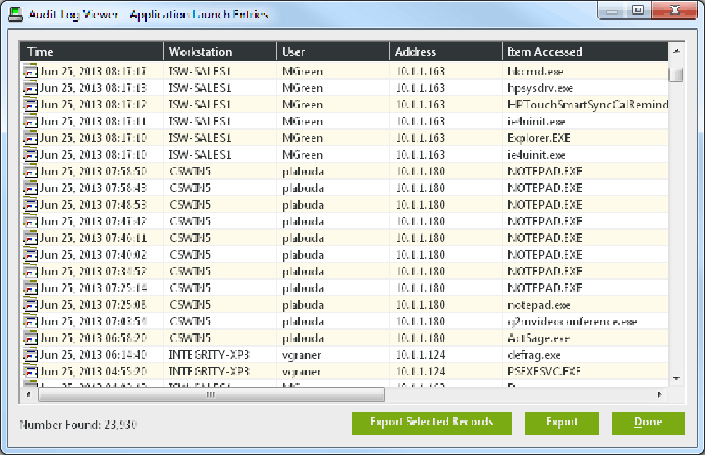 SofTrack-ApplicationLaunchEntries