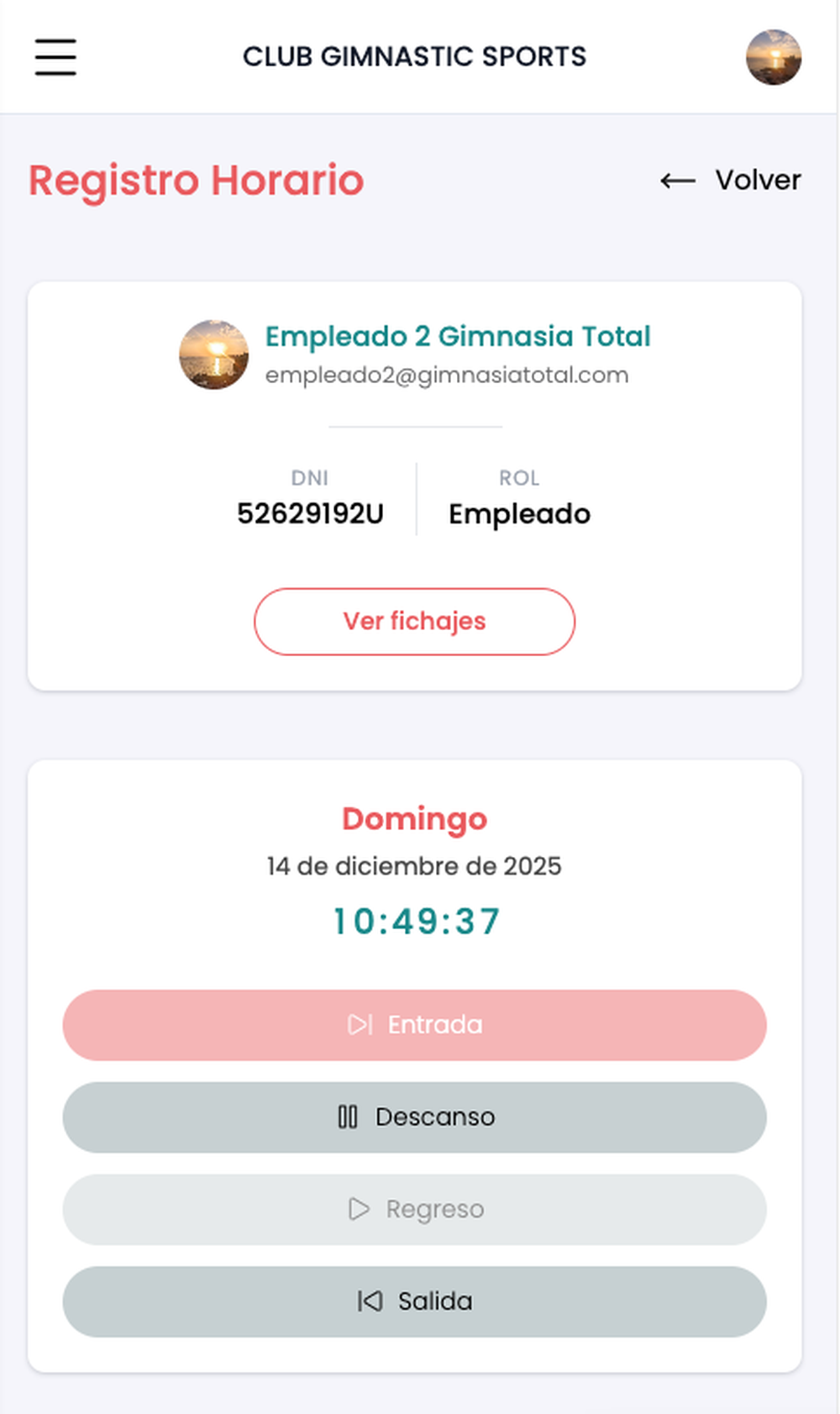 mobile version time registration