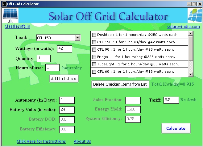 Solar Offgrid Calculator download | SourceForge.net