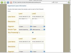 SolexaLIMS: Create New Experiment (2)