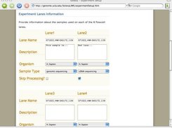 SolexaLIMS: Create New Experiment (2)