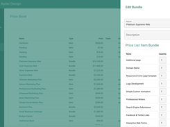 Internal price book with individual items and bundling functionality