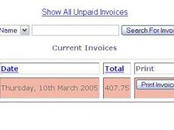 List all invoices, Unpaid have the red background