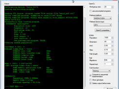 The test has finished - showing times of OpenCL ang CPU variants