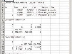 Cross Correlation Results in Spreadsheet