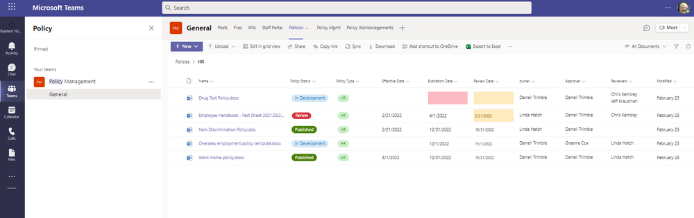 SP Policy Management Screenshot 1